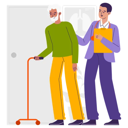 Male doctor doing Elderly Care  Illustration