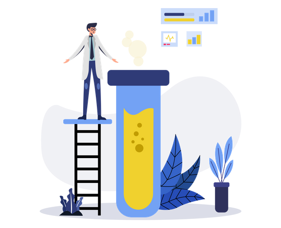 Male Doctor doing experiment  일러스트레이션