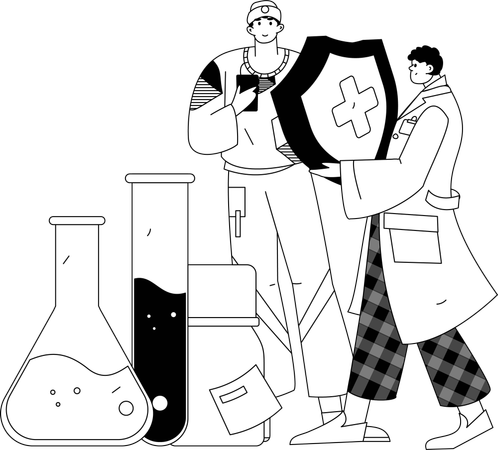 Male doctor doing lab experiments  Illustration
