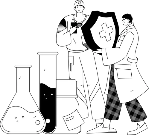 Male doctor doing lab experiments  Illustration