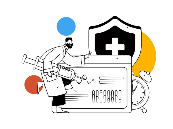Male doctor doing medical analysis  Illustration