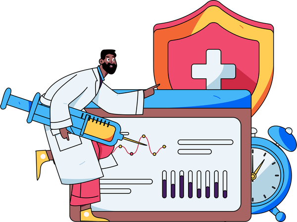 Male doctor doing medical analysis  Illustration