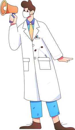 Male doctor doing medical announcement  Illustration