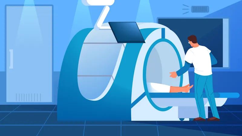 Male doctor doing MRI test  Illustration