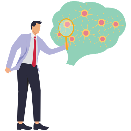 Male doctor doing Neurons research  Illustration