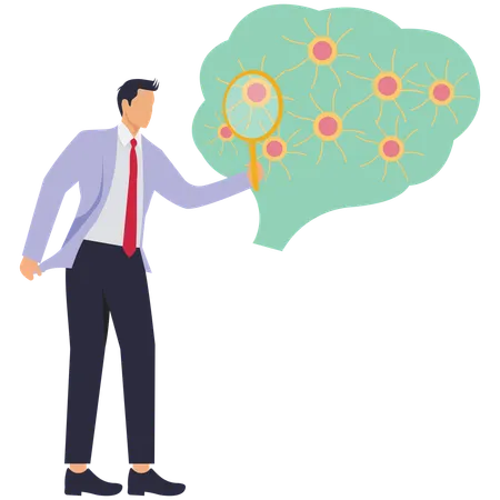 Male doctor doing Neurons research  Illustration