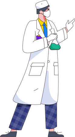 Male doctor doing science experiment  Illustration