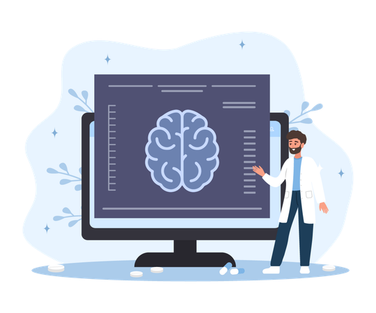 Male doctor examine MRI scan  Illustration