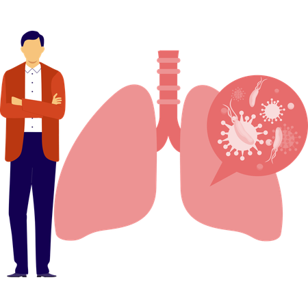Male doctor find lungs virus  Illustration