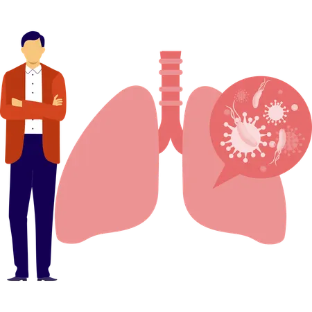 Male doctor find lungs virus  Illustration