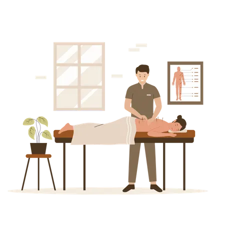 Traditional Acupuncture Treatment Illustration Concept Illustration For Websites Landing Pages Mobile Apps Posters And Banners Trendy Flat Vector Illustration Illustration
