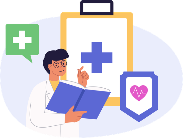 Male doctor giving medical prescription  Illustration