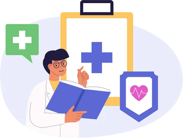 Male doctor giving medical prescription  Illustration