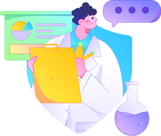 Male doctor giving medical presentation  Illustration