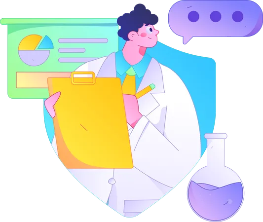 Male doctor giving medical presentation  Illustration