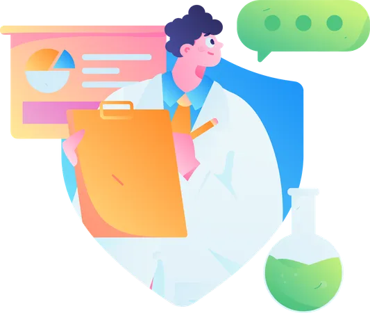 Male doctor giving medical presentation  Illustration