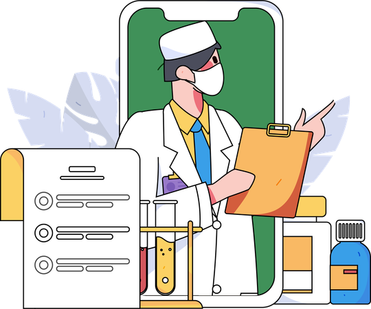 Male doctor giving online medical service  Illustration