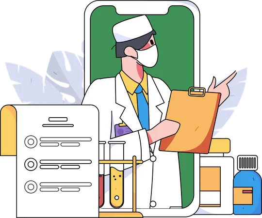 Male doctor giving online medical service  Illustration