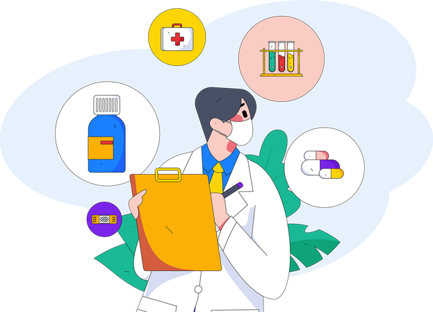 Male doctor giving prescription  Illustration