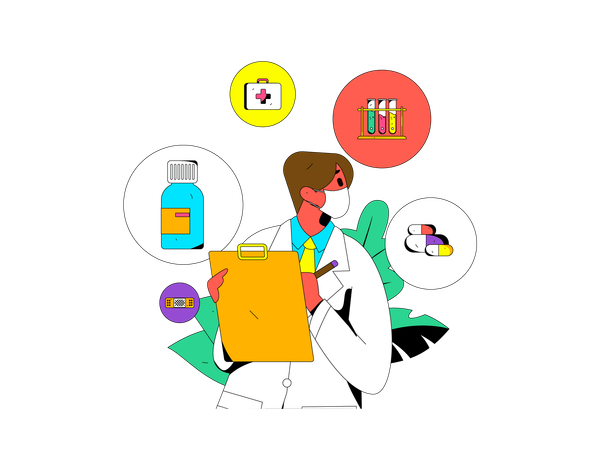 Male doctor giving prescription  Illustration