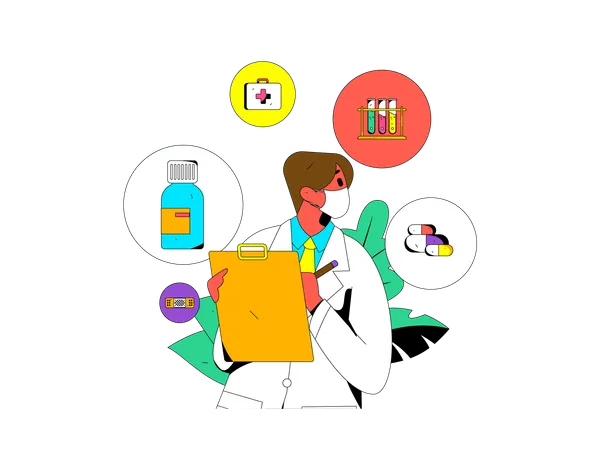 Male doctor giving prescription  Illustration