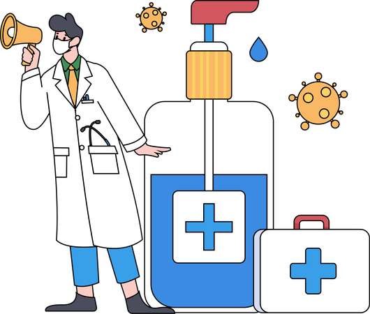 Male doctor giving prescription  Illustration