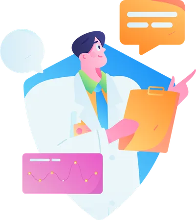 Male doctor giving prescription  Illustration