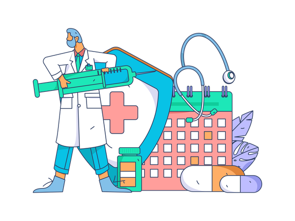 Male doctor giving prescription  Illustration