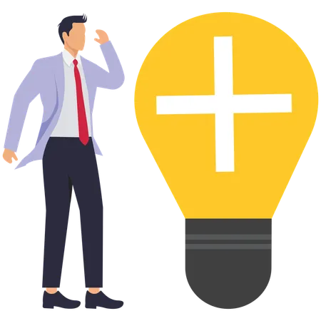 Male doctor has medical idea for Brainstorming  Illustration