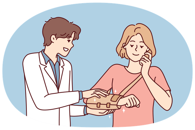 Male doctor help patient with trauma  Illustration