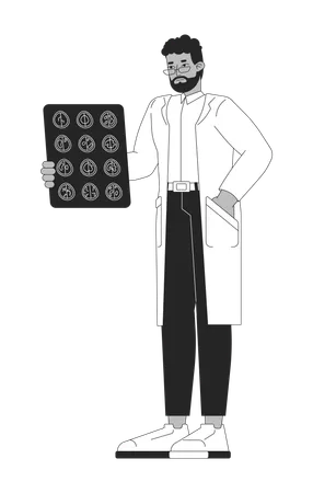 Male doctor holding brain scan report  Illustration