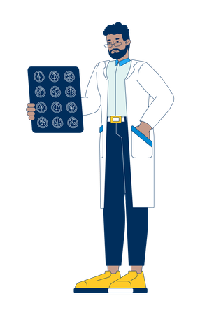 Male doctor holding brain scan report  Illustration