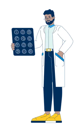 Male doctor holding brain scan report  Illustration