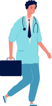 Male doctor holding briefcase  Illustration