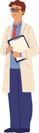 Male Doctor Holding Clipboard  Illustration