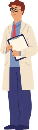 Male Doctor Holding Clipboard  Illustration