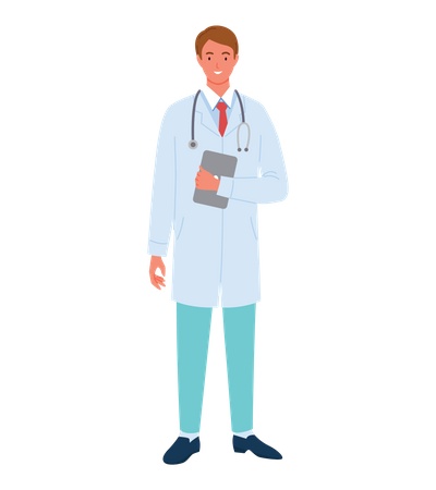 Male Doctor holding clipboard  Illustration