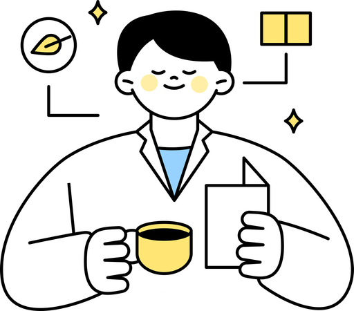 Male doctor holding coffee cup and note in hand  Illustration