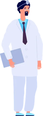 Male doctor holding file Illustration