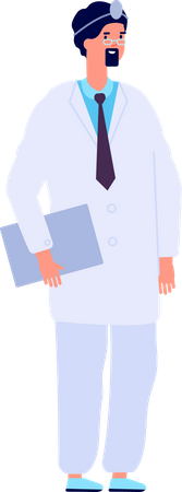 Male doctor holding file  Illustration