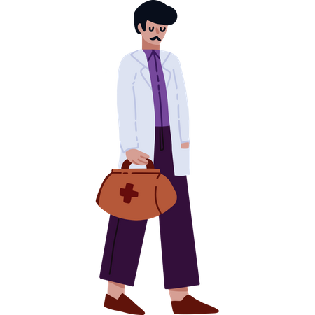 Male Doctor holding medical bag  Illustration