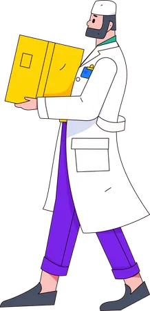 Male doctor holding medical box  Illustration