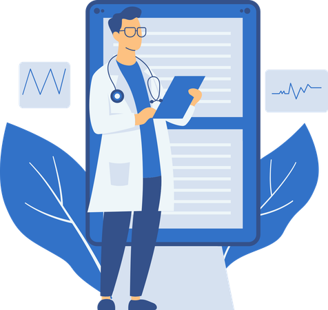 Male Doctor holding medical report  Illustration