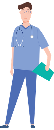 Male doctor holding patient file  Illustration