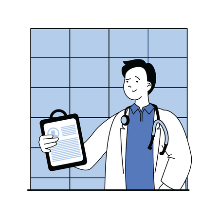 Male doctor holding prescription  Illustration