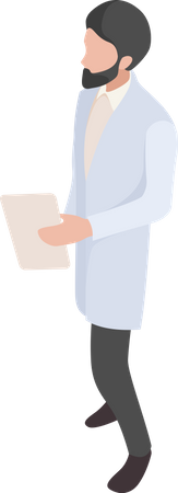 Male doctor holding report Illustration