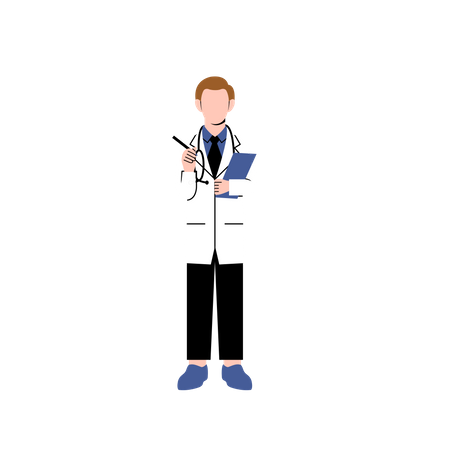 Male doctor holding report Illustration