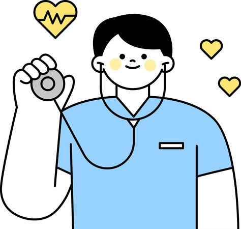 Male doctor holding stethoscope  Illustration