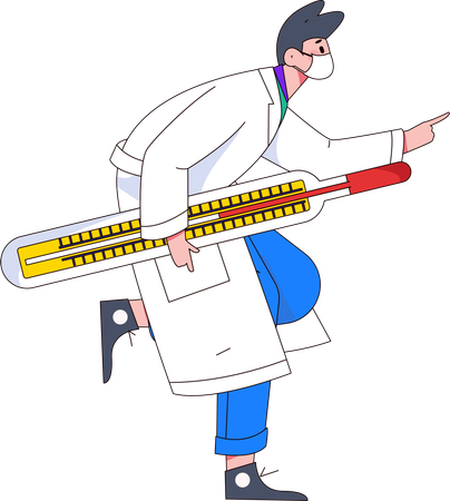 Male doctor holding thermometer  Illustration