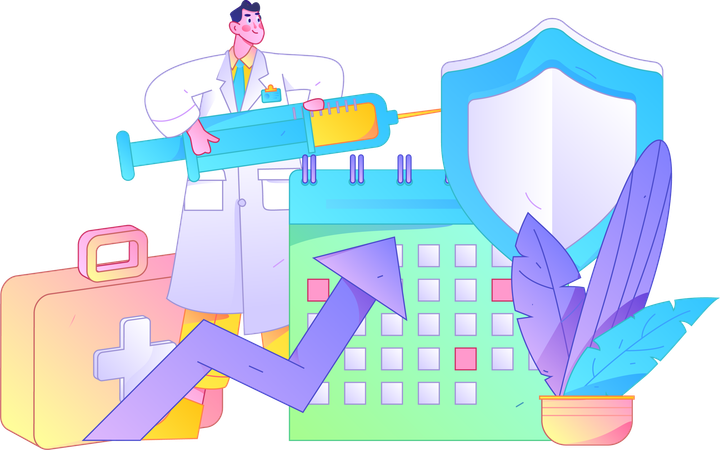 Male doctor holding vaccine  Illustration